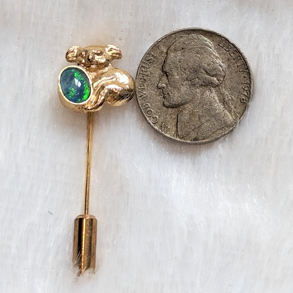 Koala Black Opal Gold Stick Pin Brooch - Picture 2 of 4